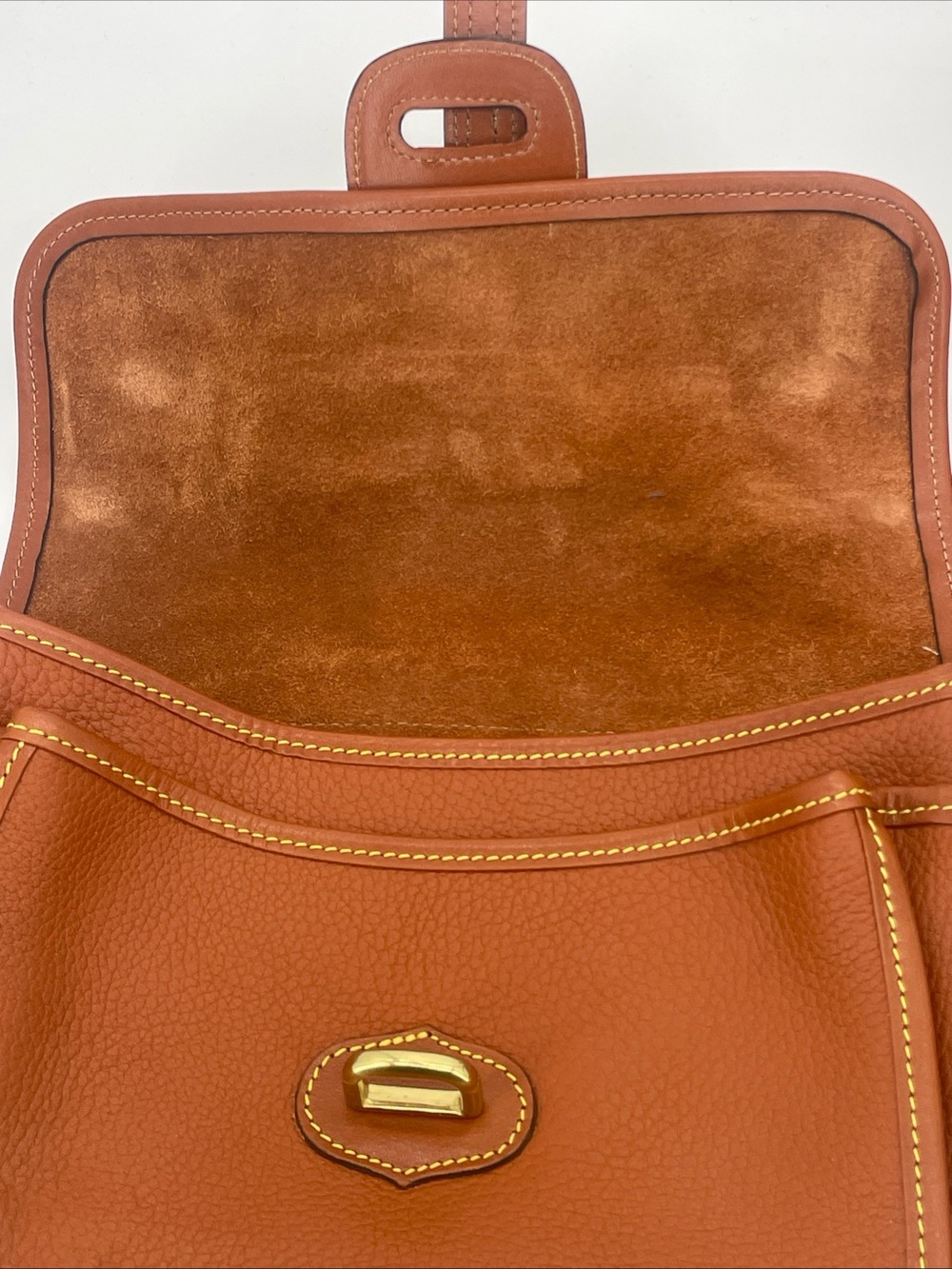 Vtg Dooney & Bourke Tan Leather Crossbody Pocket  Equestrian Bag Model R125 - Picture 14 of 16